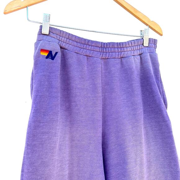 Aviator Nation Rugby Wide Leg Sweatpants Cropped Sweatshirt Large Faded Grape - Picture 13 of 16